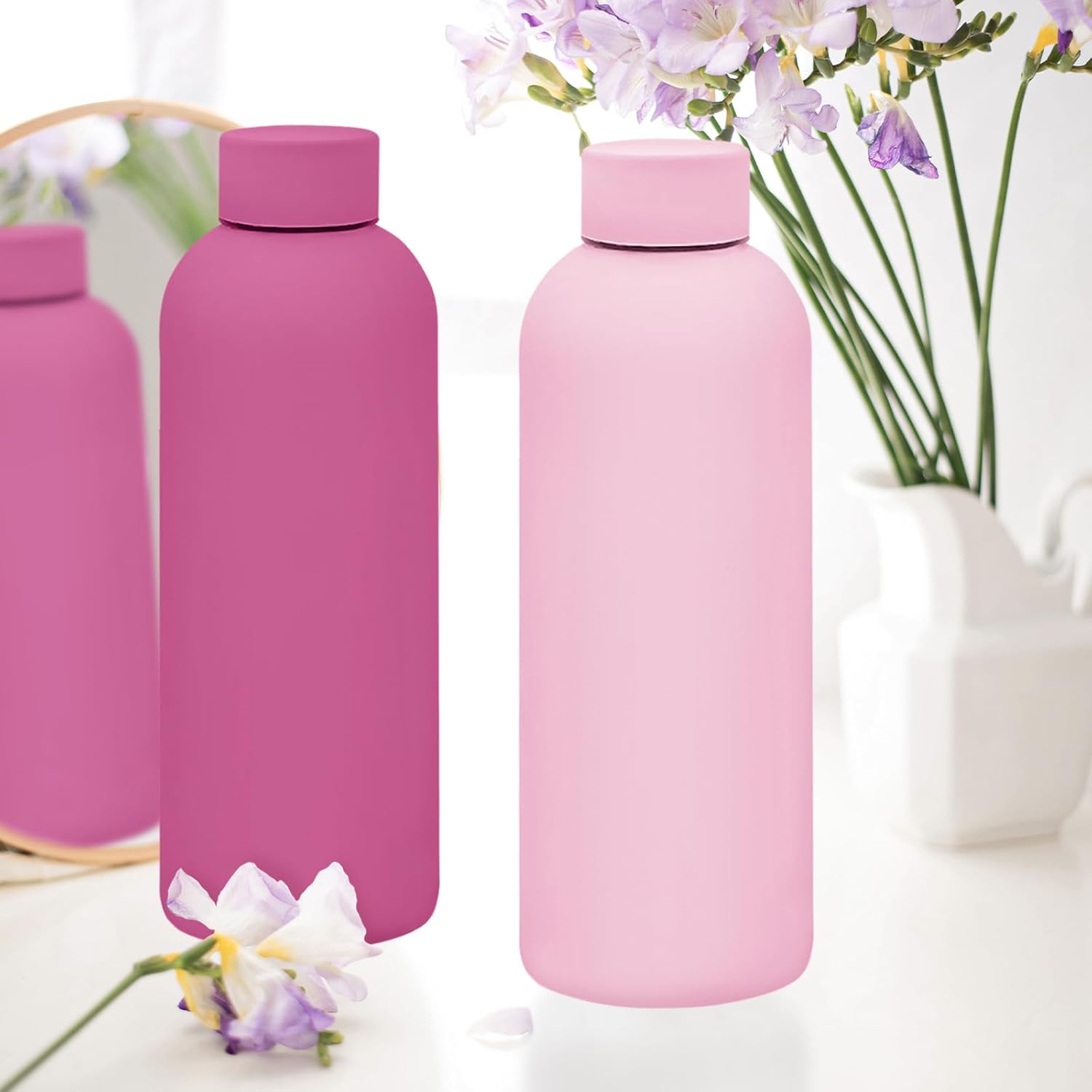 16 Pack Stainless Steel Insulated Water Bottle 17oz Blank Double Wall Vacuum Thermal Sports Bottle Personalized Metal Water Bottles Bulk for Travel Team Gift, Office