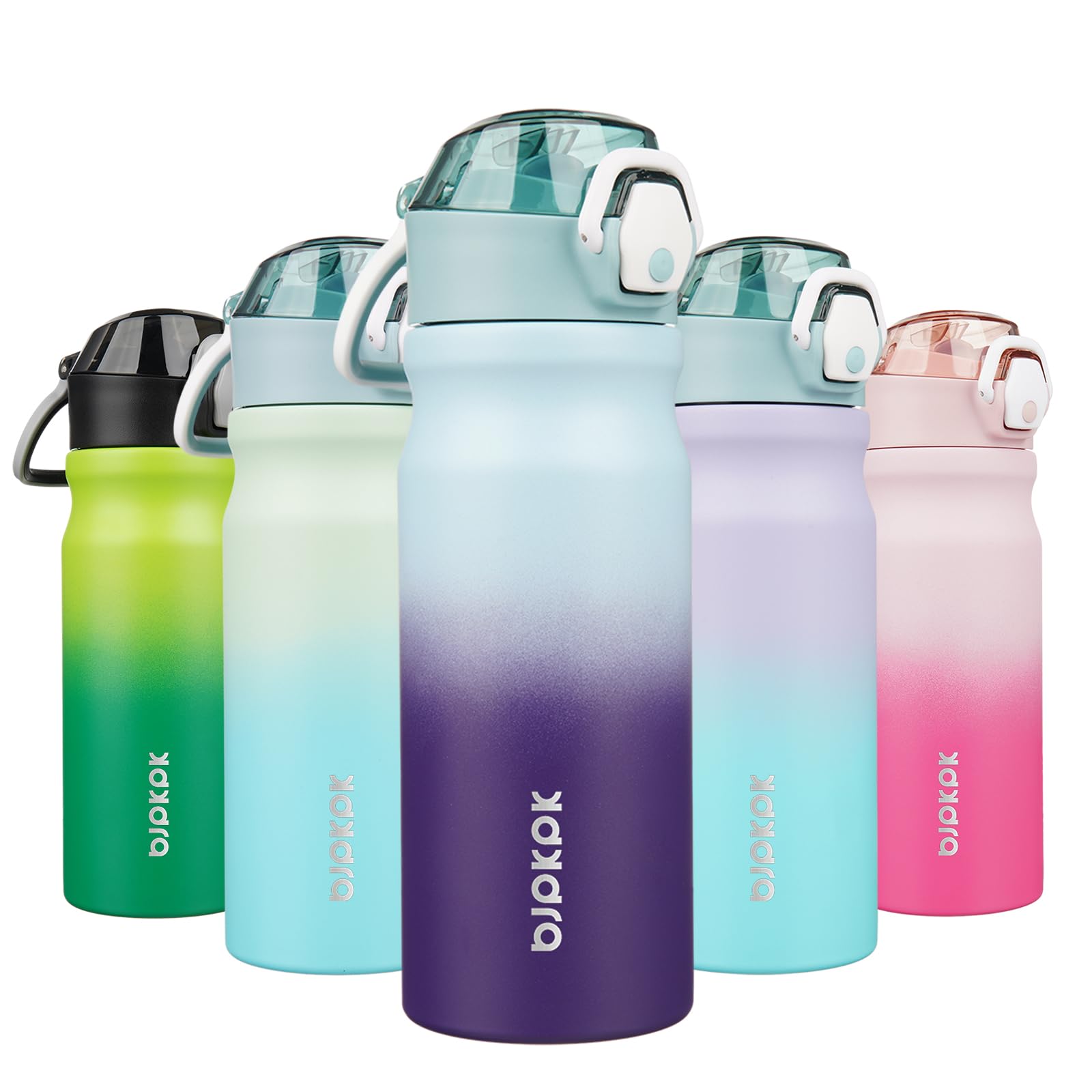 BJPKPK Water Bottle with Straw 18oz Insulated Water Bottles Reusable Stainless Steel Metal Thermal Flask with Leak Proof Lockable Lid and Carry Handle,Light Pink