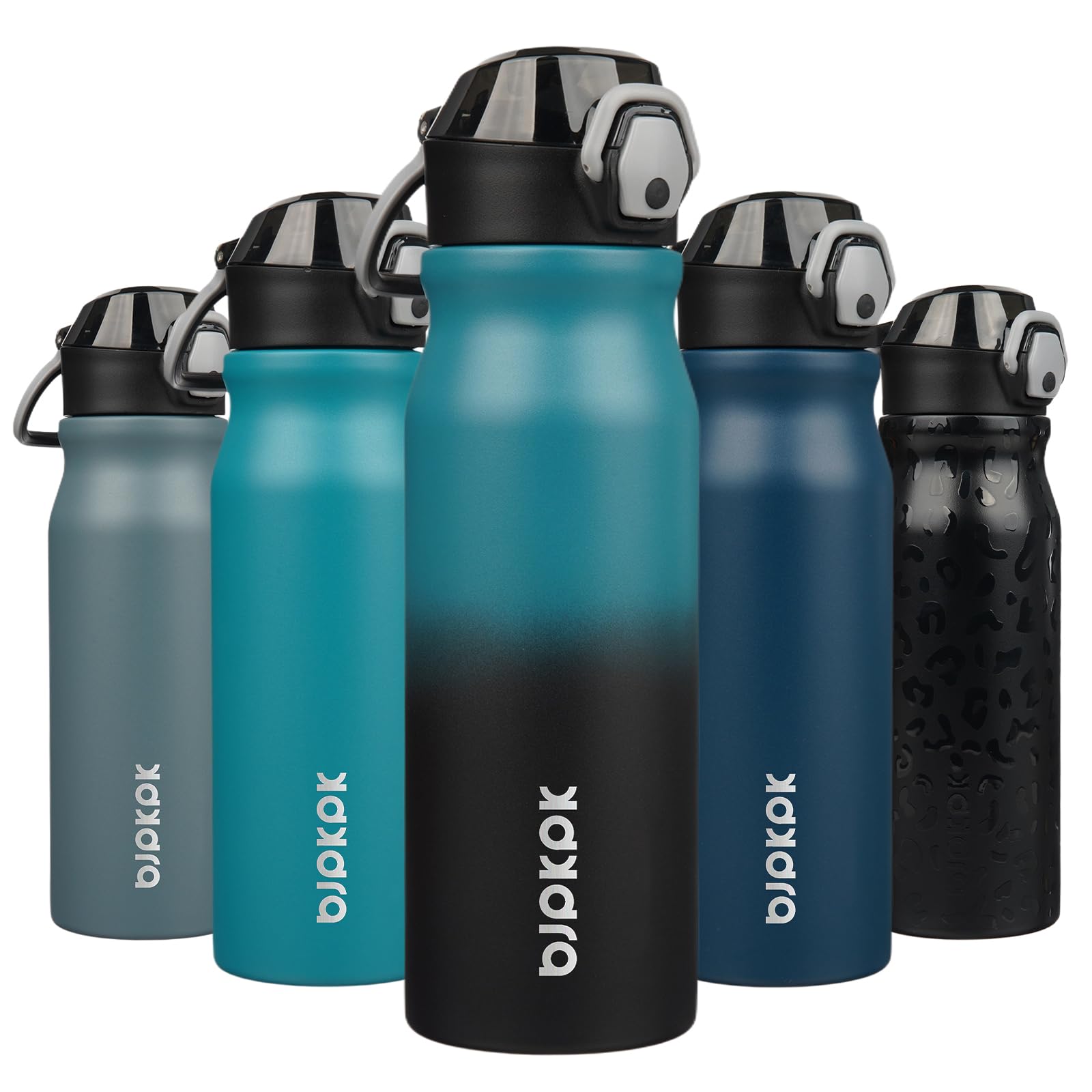 BJPKPK Water Bottle with Straw 18oz Insulated Water Bottles Reusable Stainless Steel Metal Thermal Flask with Leak Proof Lockable Lid and Carry Handle,Light Pink