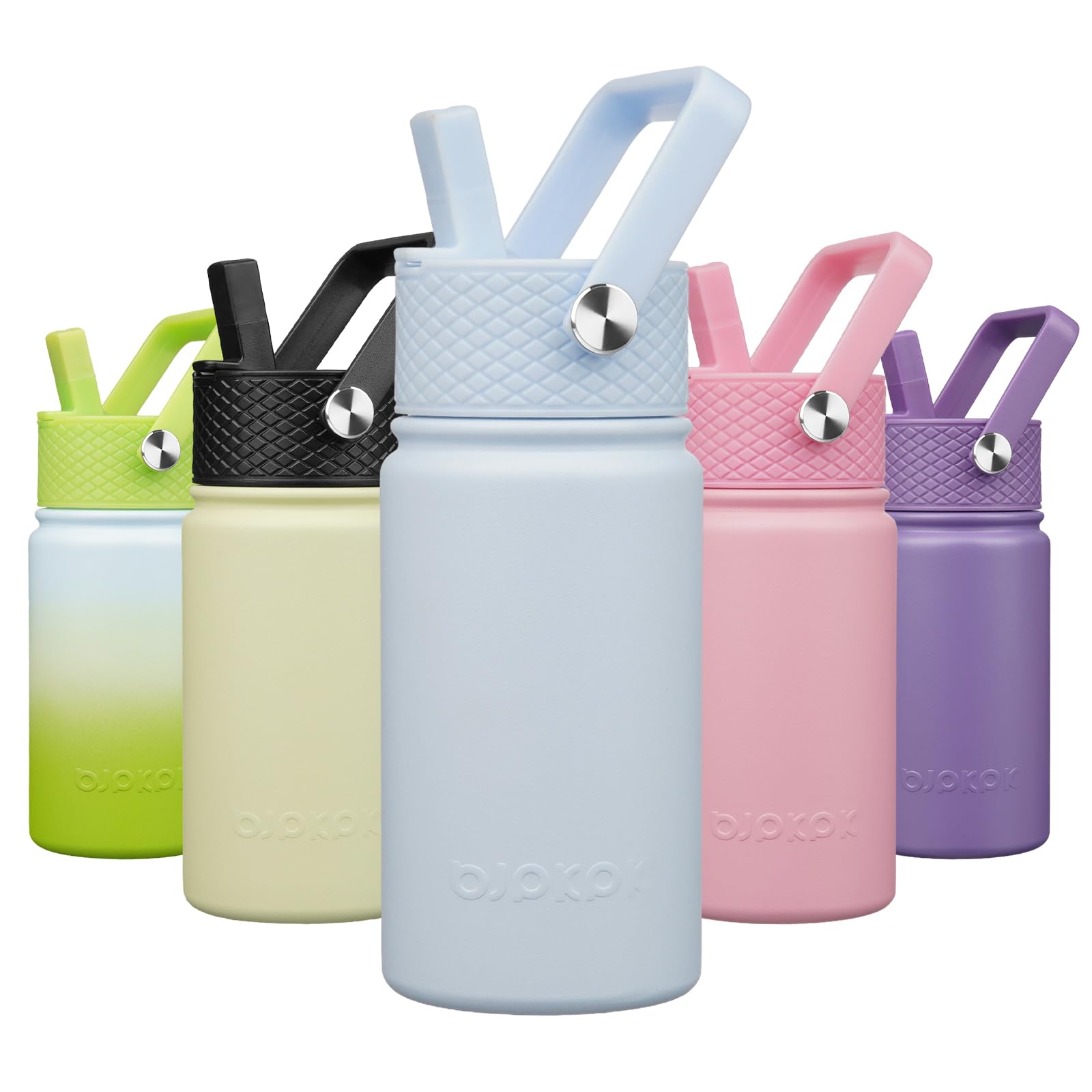 BJPKPK Insulated Water Bottle with Straw Lid, 15 oz Stainless Steel Metal Water Bottles, Reusable Leak Proof BPA Free Thermo, Flask, Cups - Lavender