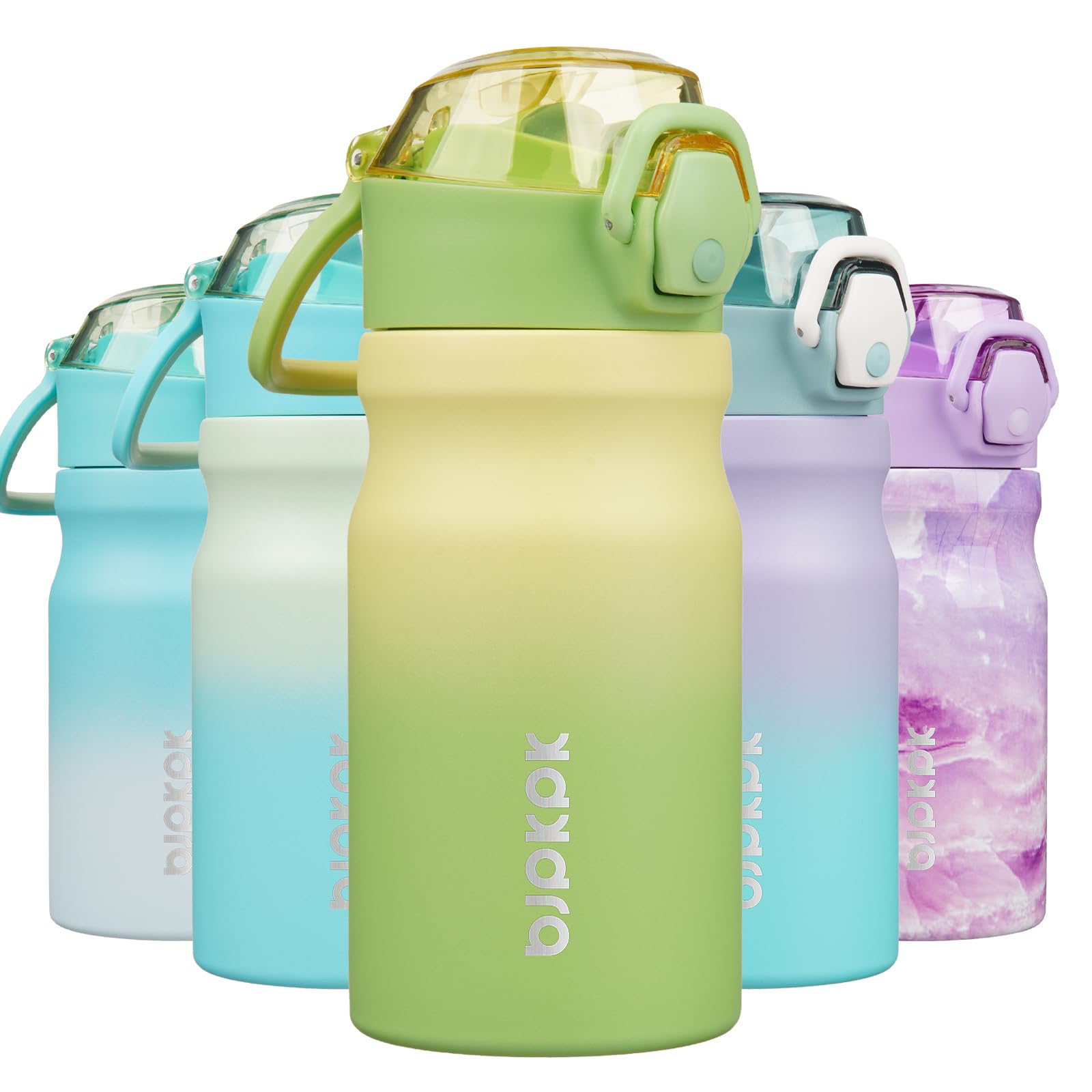 BJPKPK 18oz Insulated Water Bottle with Straw Stainless Steel Double Wall Water Bottles BPA Free Leak Proof Thermal Flask with Lockable Flip Lid and Soft Silicone Spout,Indigo Black