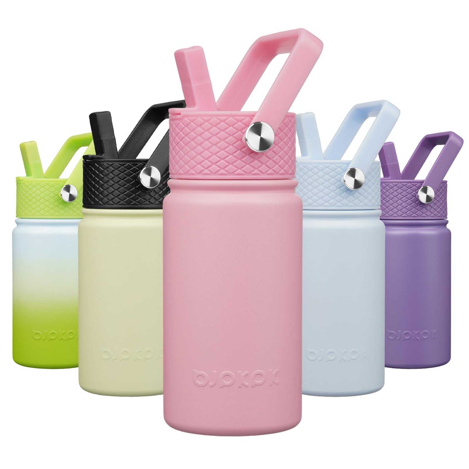 BJPKPK Insulated Water Bottle with Straw Lid, 15 oz Stainless Steel Metal Water Bottles, Reusable Leak Proof BPA Free Thermo, Flask, Cups - Lavender