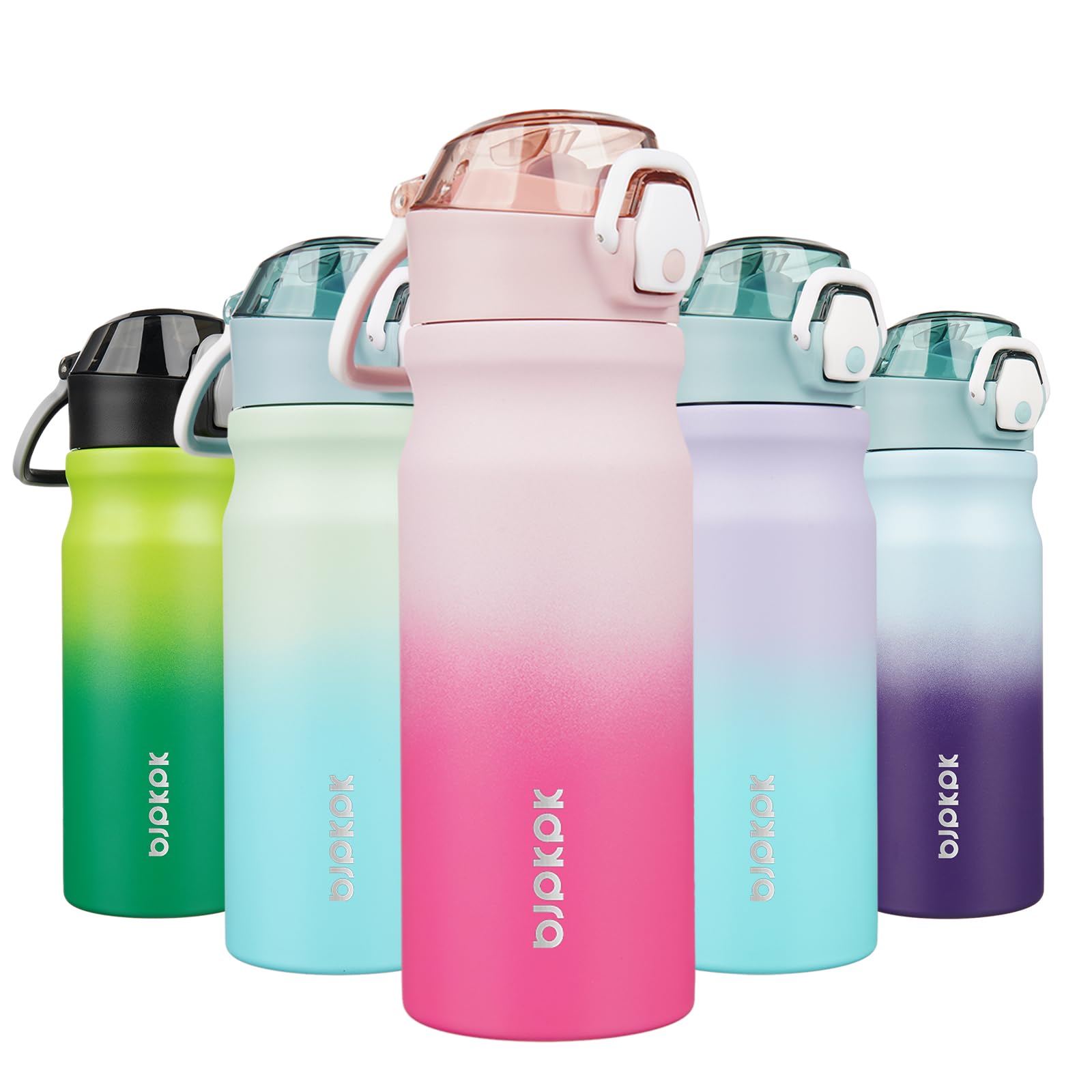 BJPKPK 18oz Insulated Water Bottle with Straw Stainless Steel Double Wall Water Bottles BPA Free Leak Proof Thermal Flask with Lockable Flip Lid and Soft Silicone Spout,Indigo Black