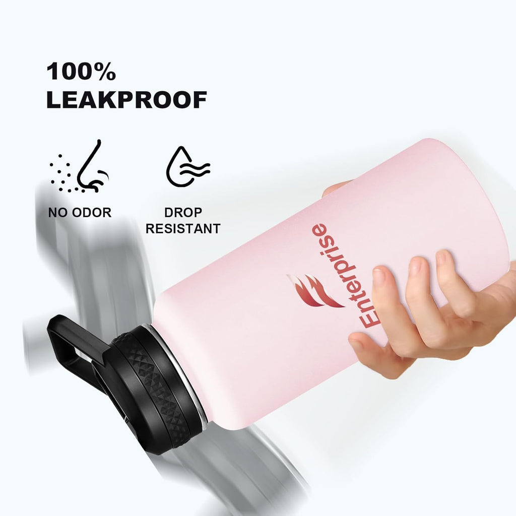 Personalized Custom Water Bottles with Text Logo Print in USA 32oz 10 Pcs Double Wall Stainless Steel Leakproof Wide Mouth Cups with Flip Straw