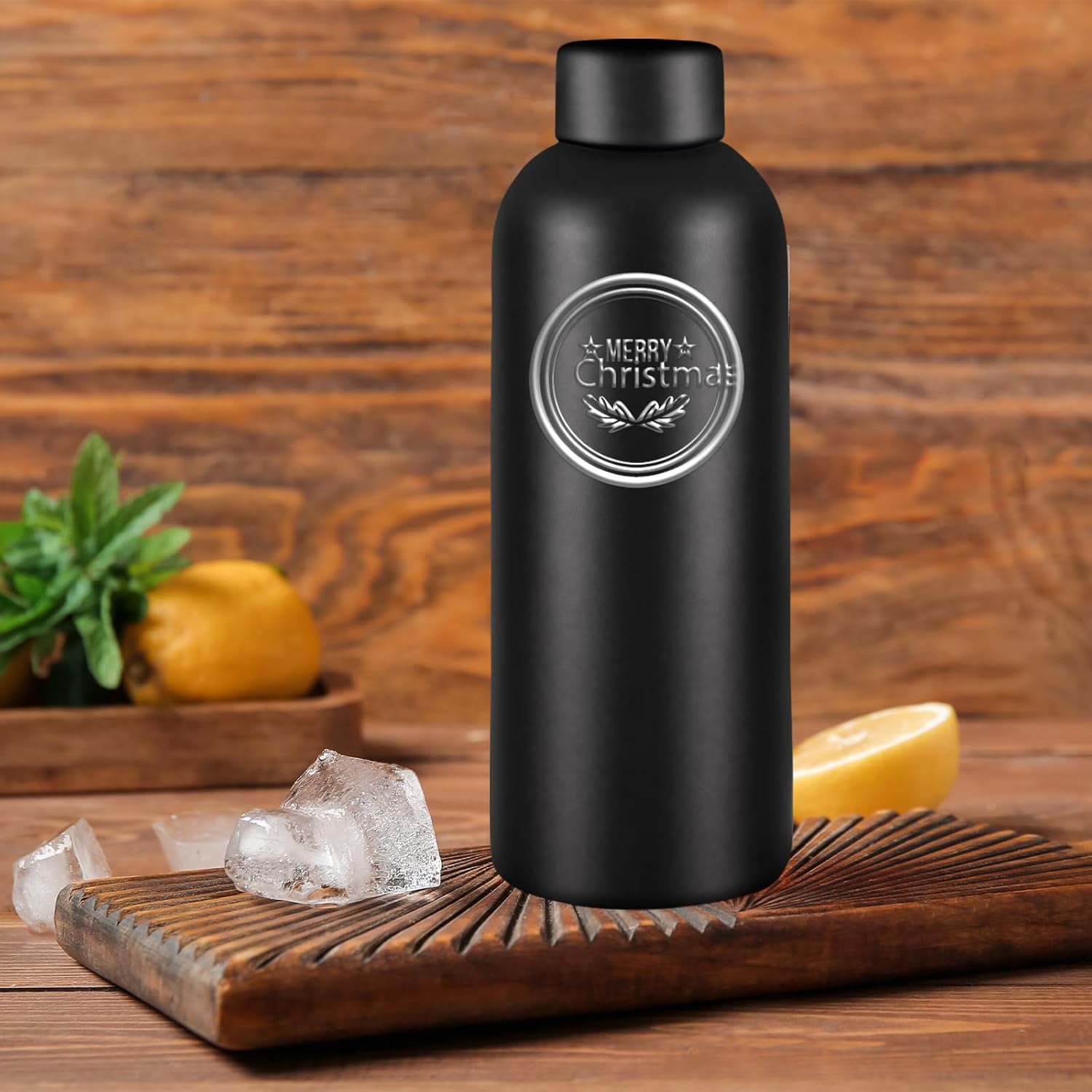 16 Pack Stainless Steel Insulated Water Bottle 17oz Blank Double Wall Vacuum Thermal Sports Bottle Personalized Powder Coated Bulk for Laser Engrave, Black