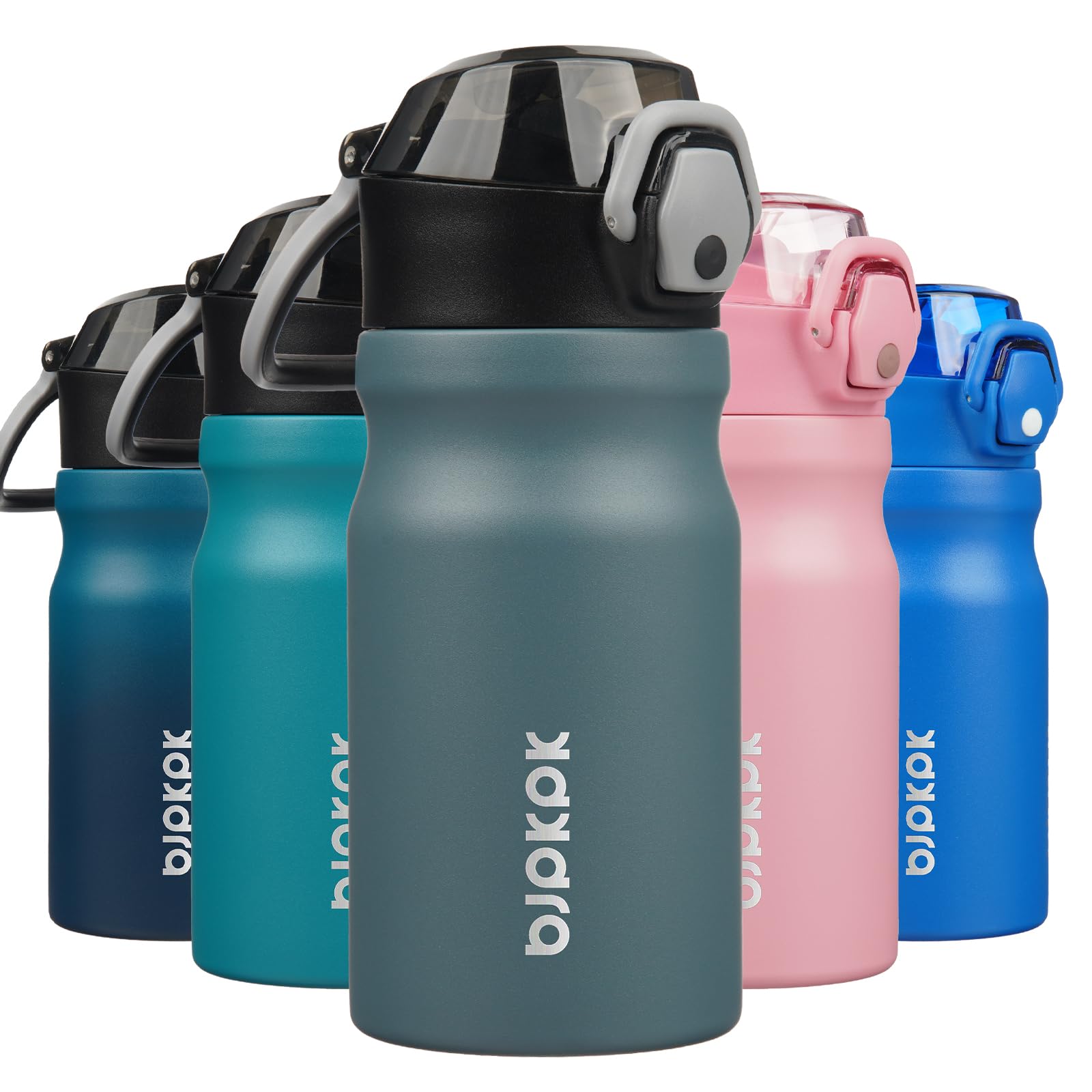 BJPKPK 18oz Insulated Water Bottle with Straw Stainless Steel Double Wall Water Bottles BPA Free Leak Proof Thermal Flask with Lockable Flip Lid and Soft Silicone Spout,Indigo Black