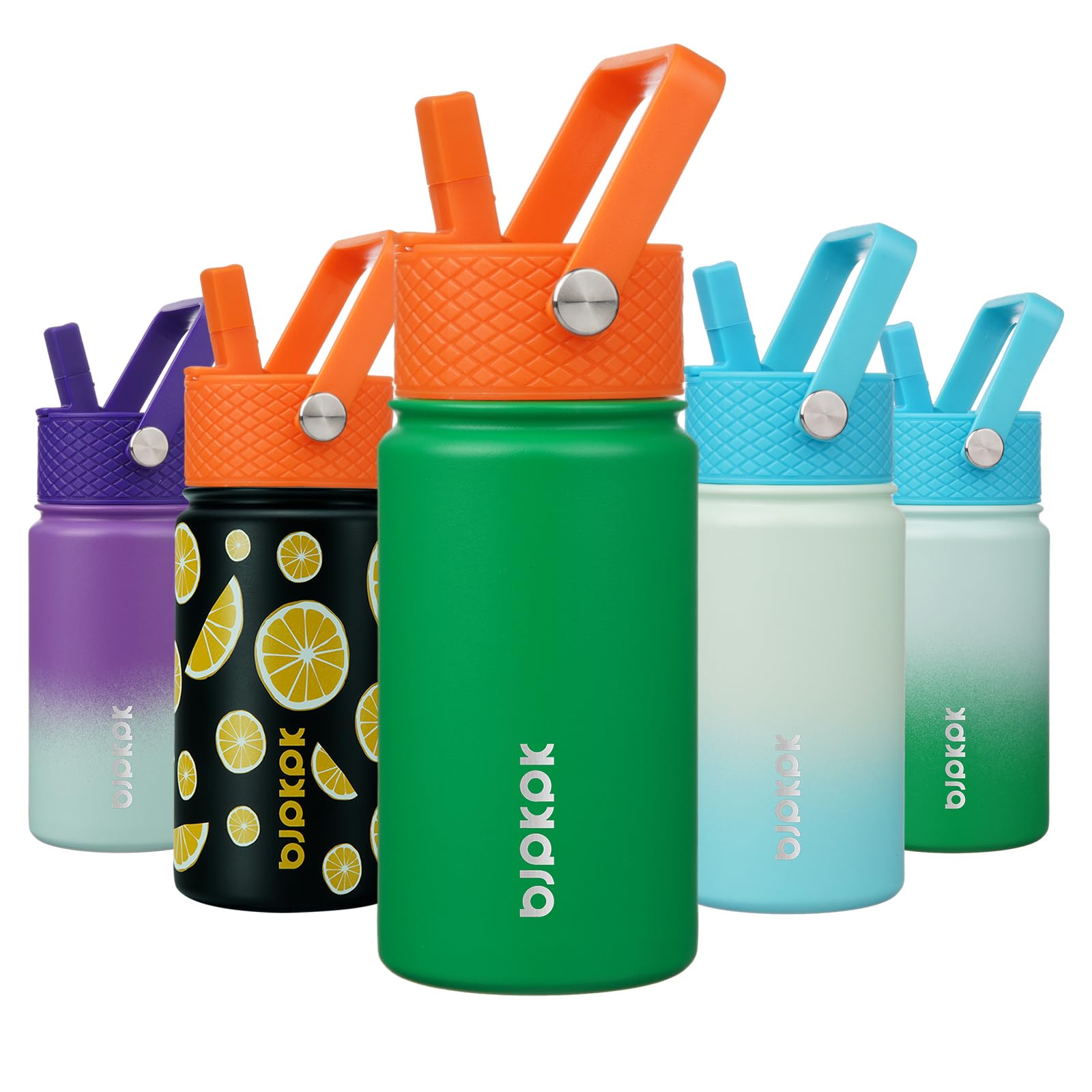 BJPKPK Insulated Water Bottle with Straw Lid, 15 oz Stainless Steel Metal Water Bottles, Reusable Leak Proof BPA Free Thermo, Flask, Cups - Lavender