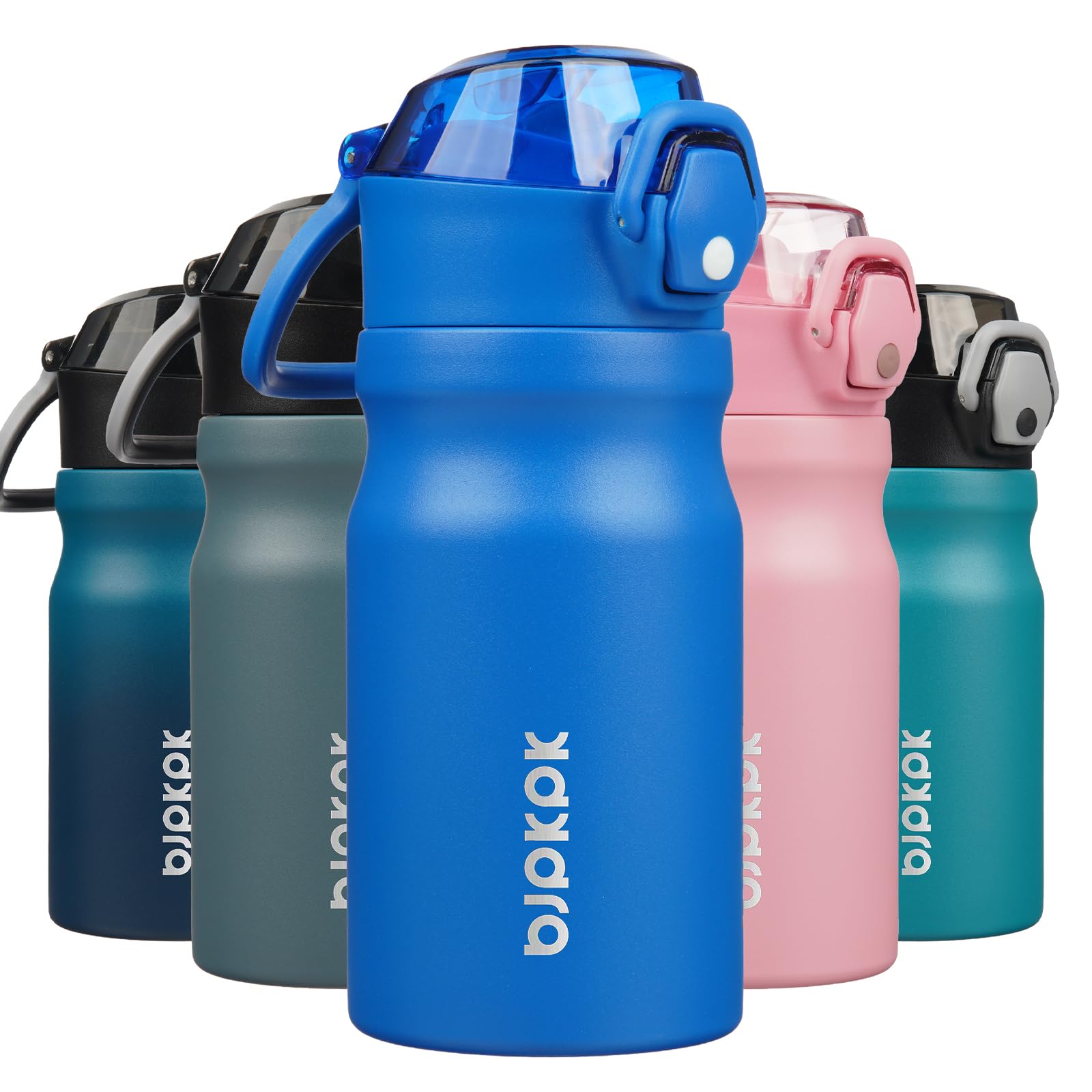 BJPKPK 18oz Insulated Water Bottle with Straw Stainless Steel Double Wall Water Bottles BPA Free Leak Proof Thermal Flask with Lockable Flip Lid and Soft Silicone Spout,Indigo Black