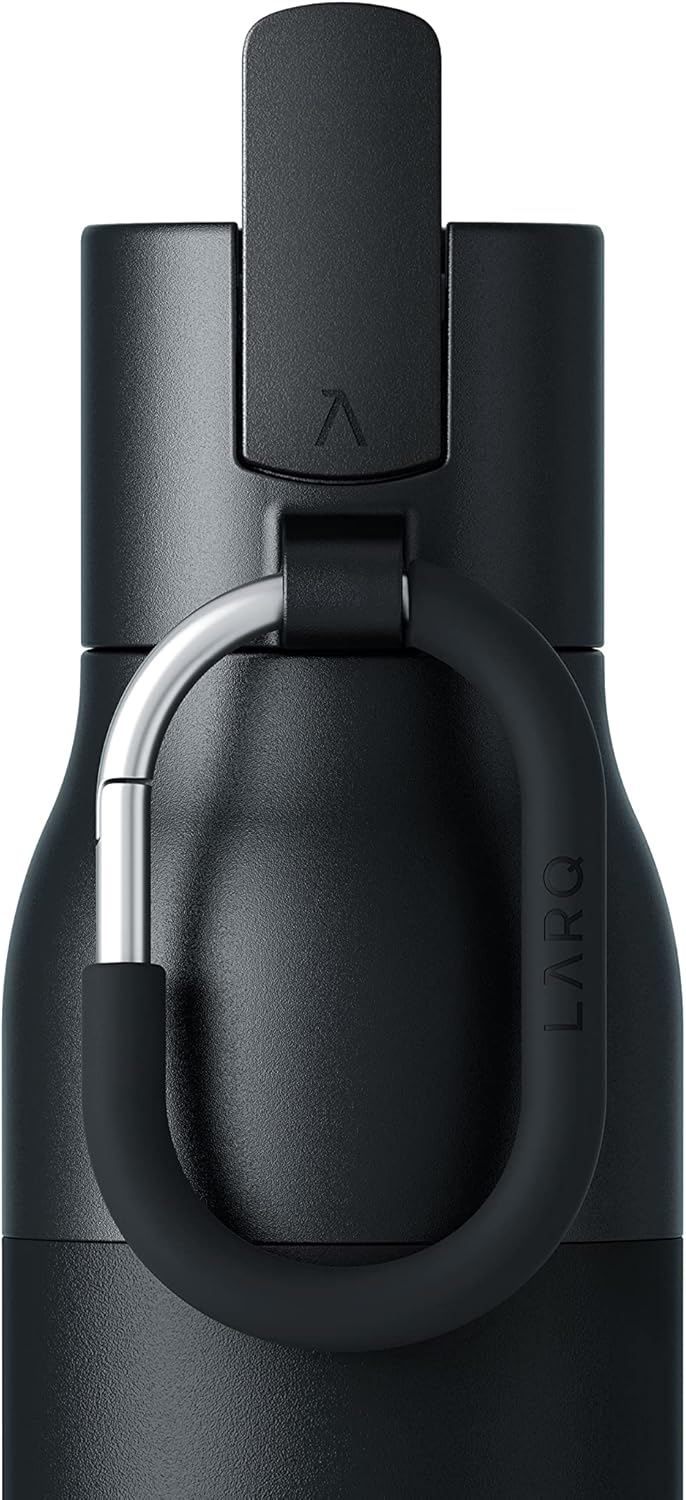 LARQ Bottle Filtered - Insulated Stainless Steel Water Bottle BPA Free with Nano Zero technology and long-lasting filters, Obsidian Black, 17oz