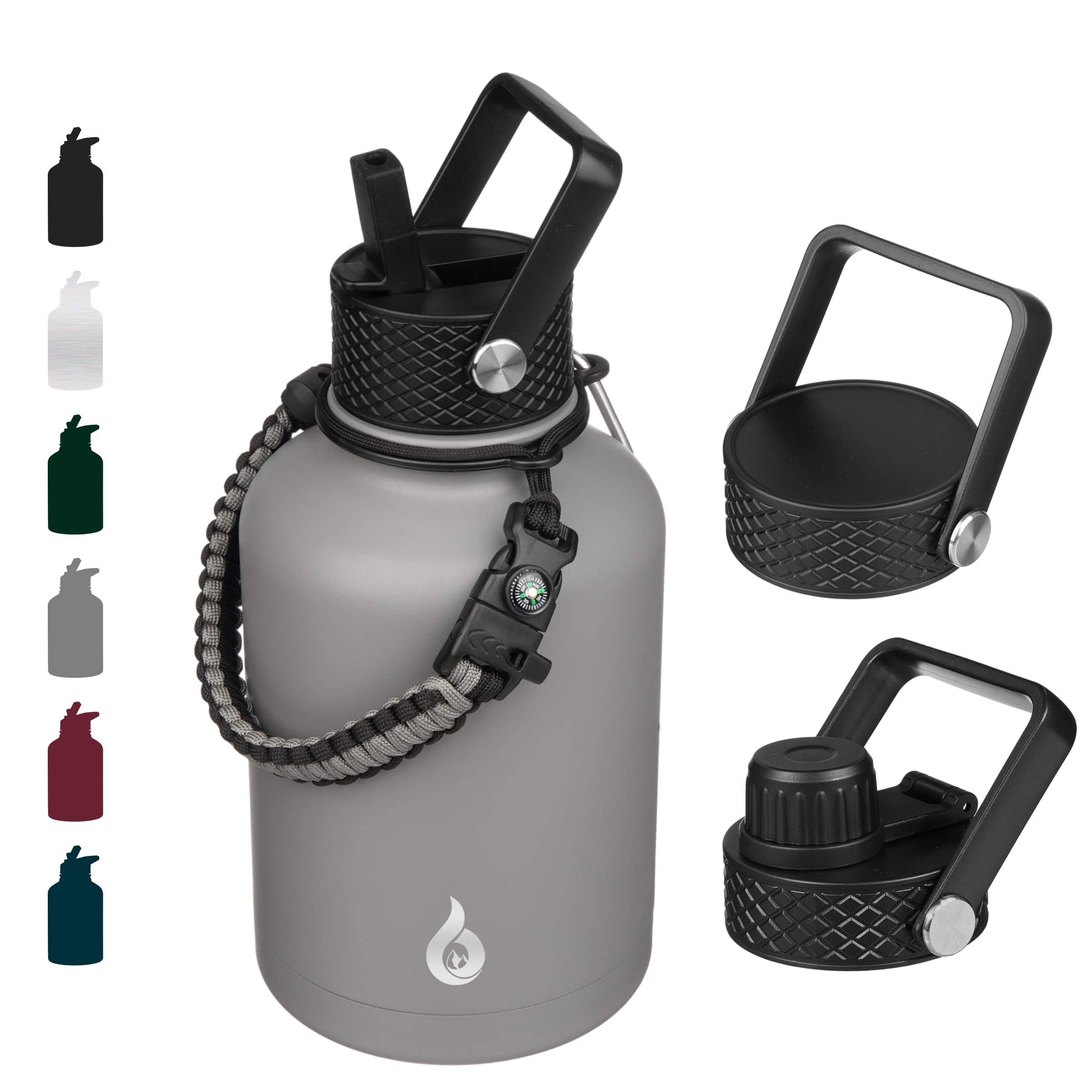 BJPKPK Insulated Water Bottles with Straw Lid, 18oz Stainless Steel Metal Water Bottle, Cold Hot Thermo with 3 Lids, Leak Proof BPA Free Travel Cup, Wide Mouth Flasks, Thermo-Ocean Dream