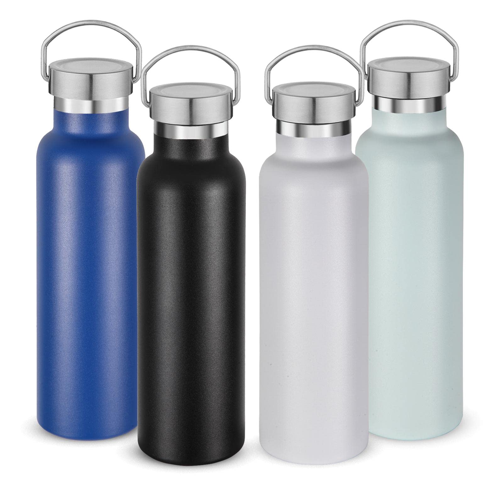 Neihepal 20 oz Insulated Water Bottles,Stainless Steel Double Wall Sport Bottle with Lid of Handle (8, Fog)