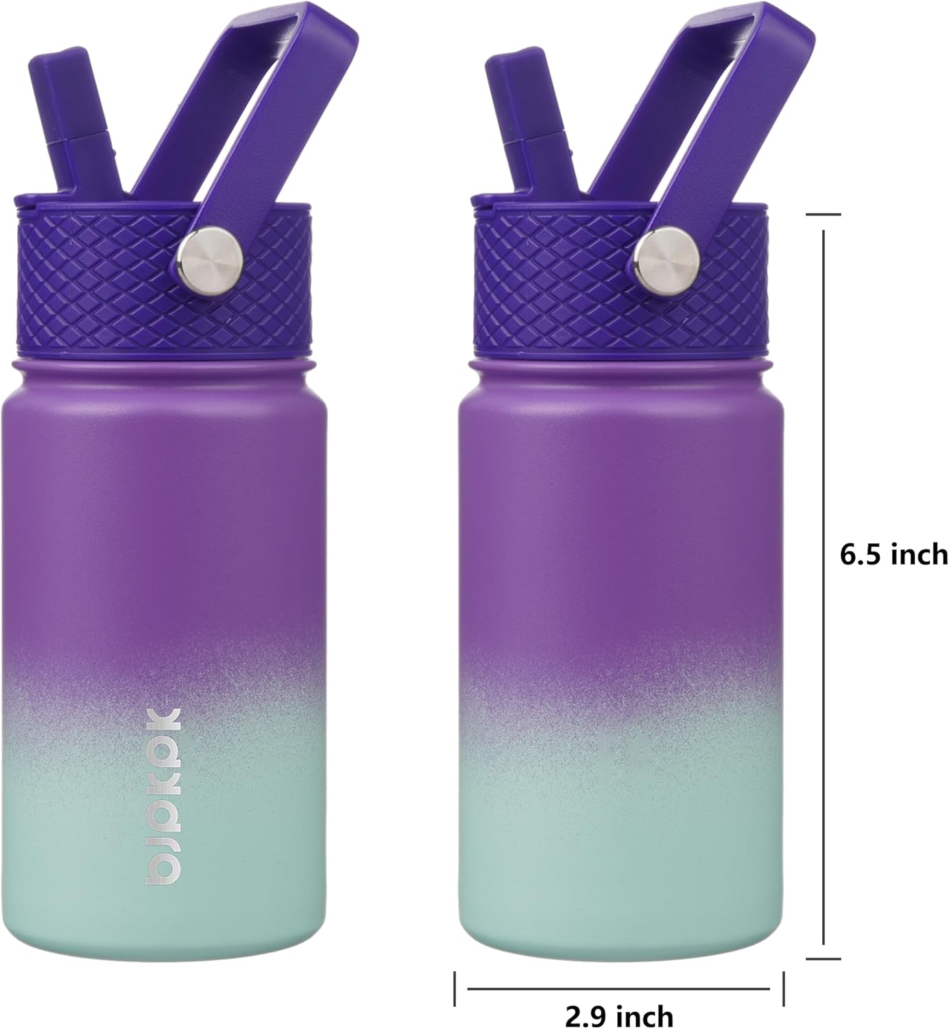 BJPKPK Insulated Water Bottle with Straw Lid, 15 oz Stainless Steel Metal Water Bottles, Reusable Leak Proof BPA Free Thermo, Flask, Cups - Lavender