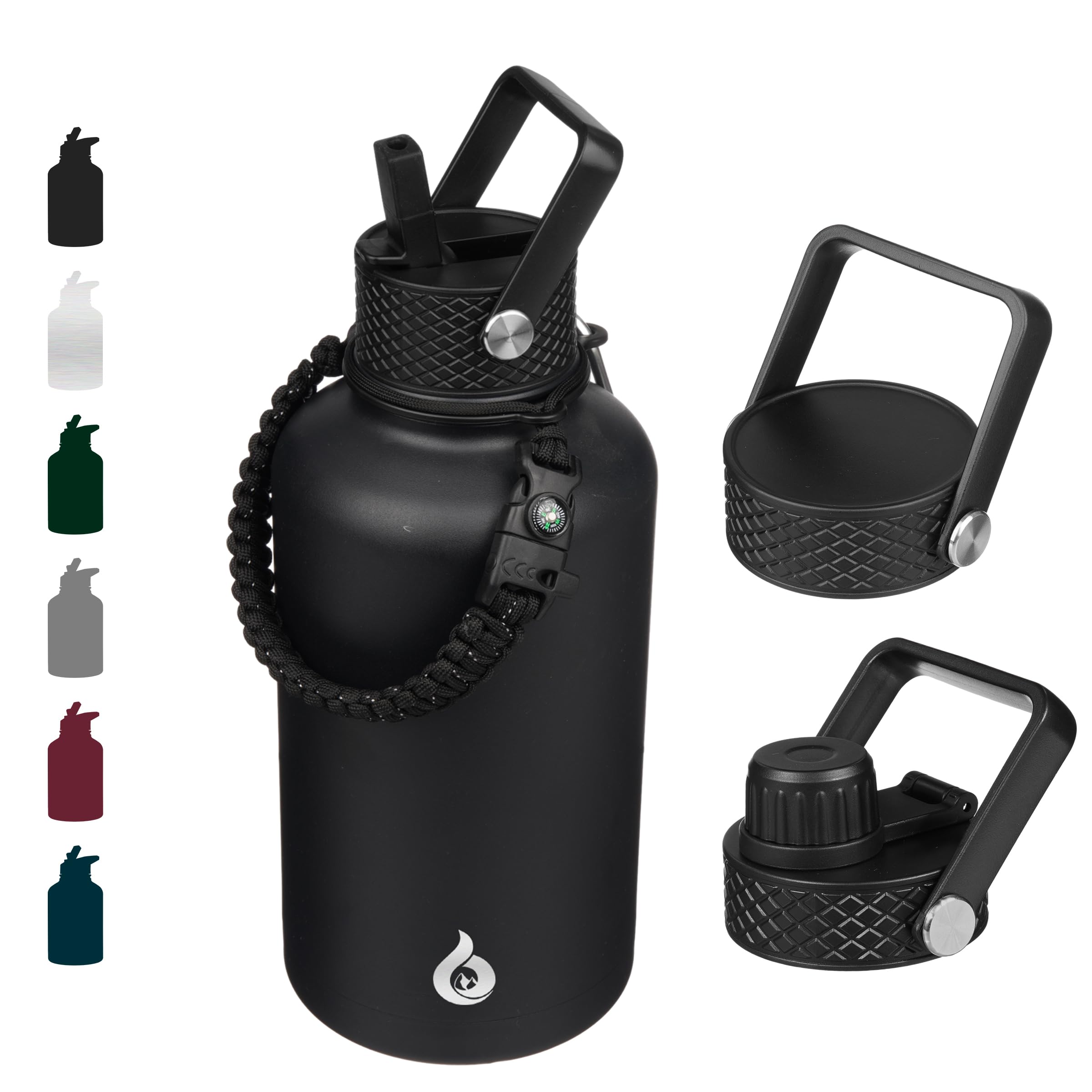 BJPKPK Insulated Water Bottles with Straw Lid, 18oz Stainless Steel Metal Water Bottle, Cold Hot Thermo with 3 Lids, Leak Proof BPA Free Travel Cup, Wide Mouth Flasks, Thermo-Ocean Dream