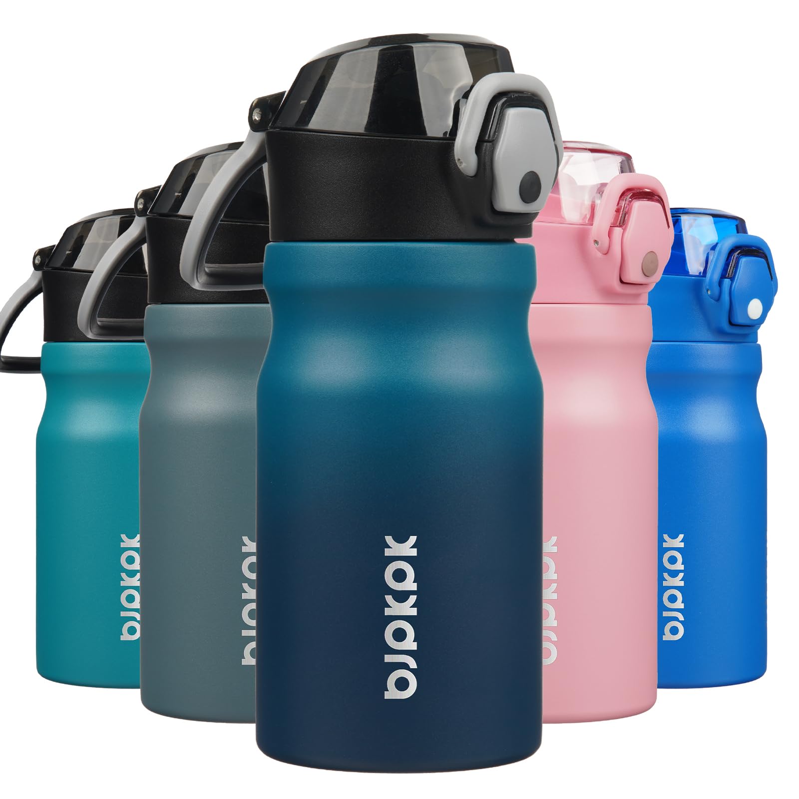 BJPKPK Water Bottle with Straw 18oz Insulated Water Bottles Reusable Stainless Steel Metal Thermal Flask with Leak Proof Lockable Lid and Carry Handle,Light Pink