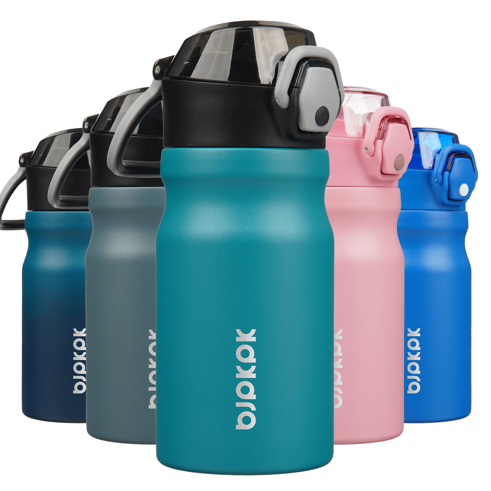 BJPKPK 18oz Insulated Water Bottle with Straw Stainless Steel Double Wall Water Bottles BPA Free Leak Proof Thermal Flask with Lockable Flip Lid and Soft Silicone Spout,Indigo Black