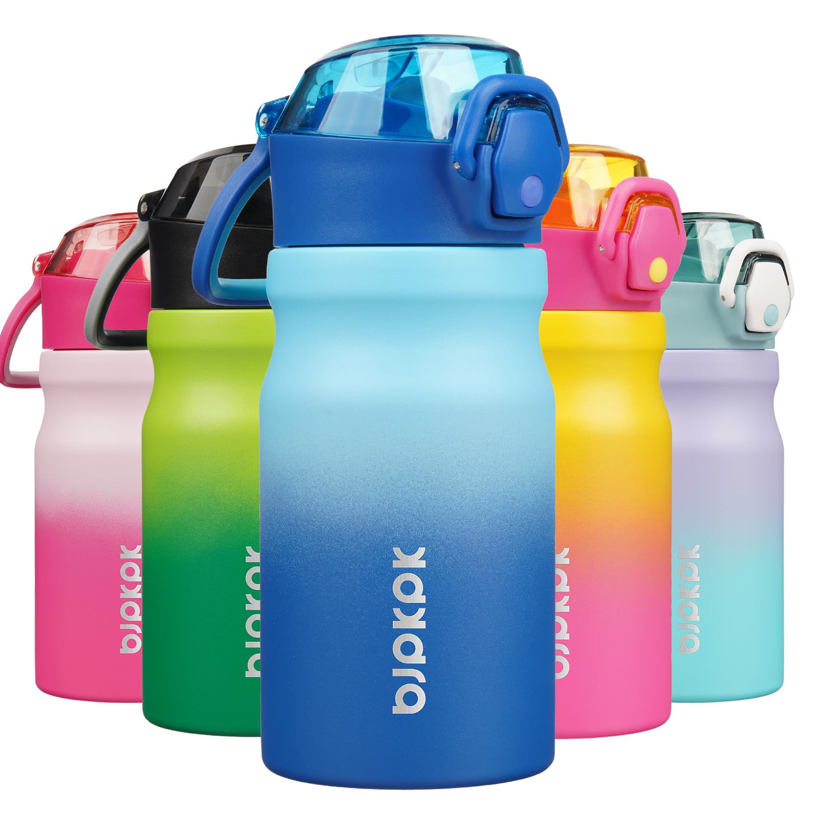 BJPKPK Water Bottle with Straw 18oz Insulated Water Bottles Reusable Stainless Steel Metal Thermal Flask with Leak Proof Lockable Lid and Carry Handle,Light Pink