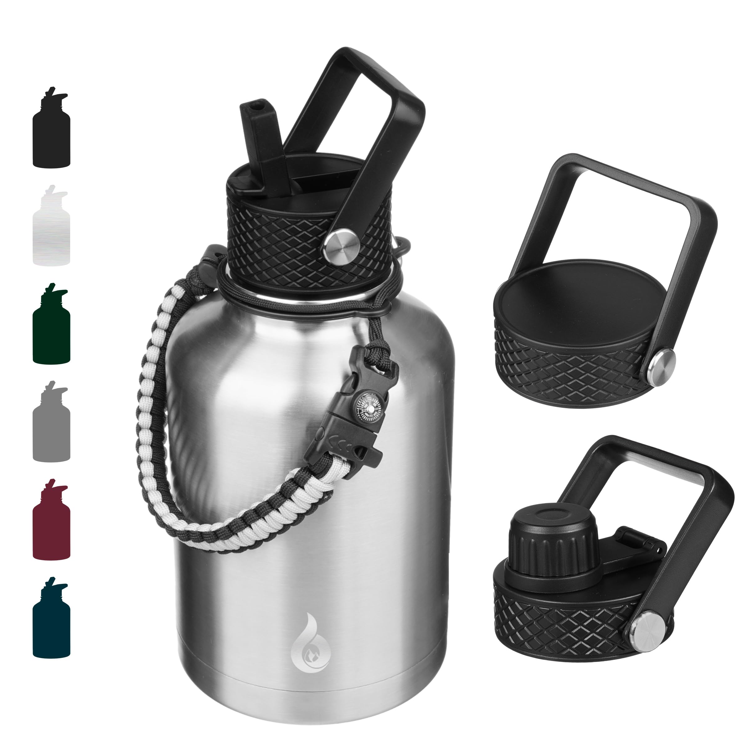 BJPKPK Insulated Water Bottles with Straw Lid, 18oz Stainless Steel Metal Water Bottle, Cold Hot Thermo with 3 Lids, Leak Proof BPA Free Travel Cup, Wide Mouth Flasks, Thermo-Ocean Dream