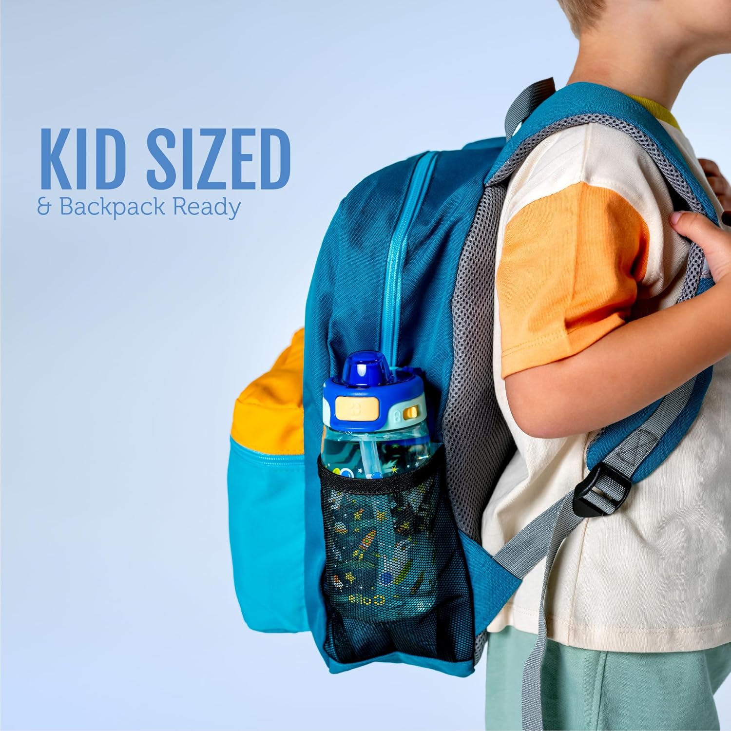 Ello Pop & Fill 16oz Tritan Plastic Kids Water Bottle with Quick Fill Lid | BPA Free Reusable Bottle with Leak Proof Straw and Chug Lid, Dishwasher Safe, Gift For Kids, Construction