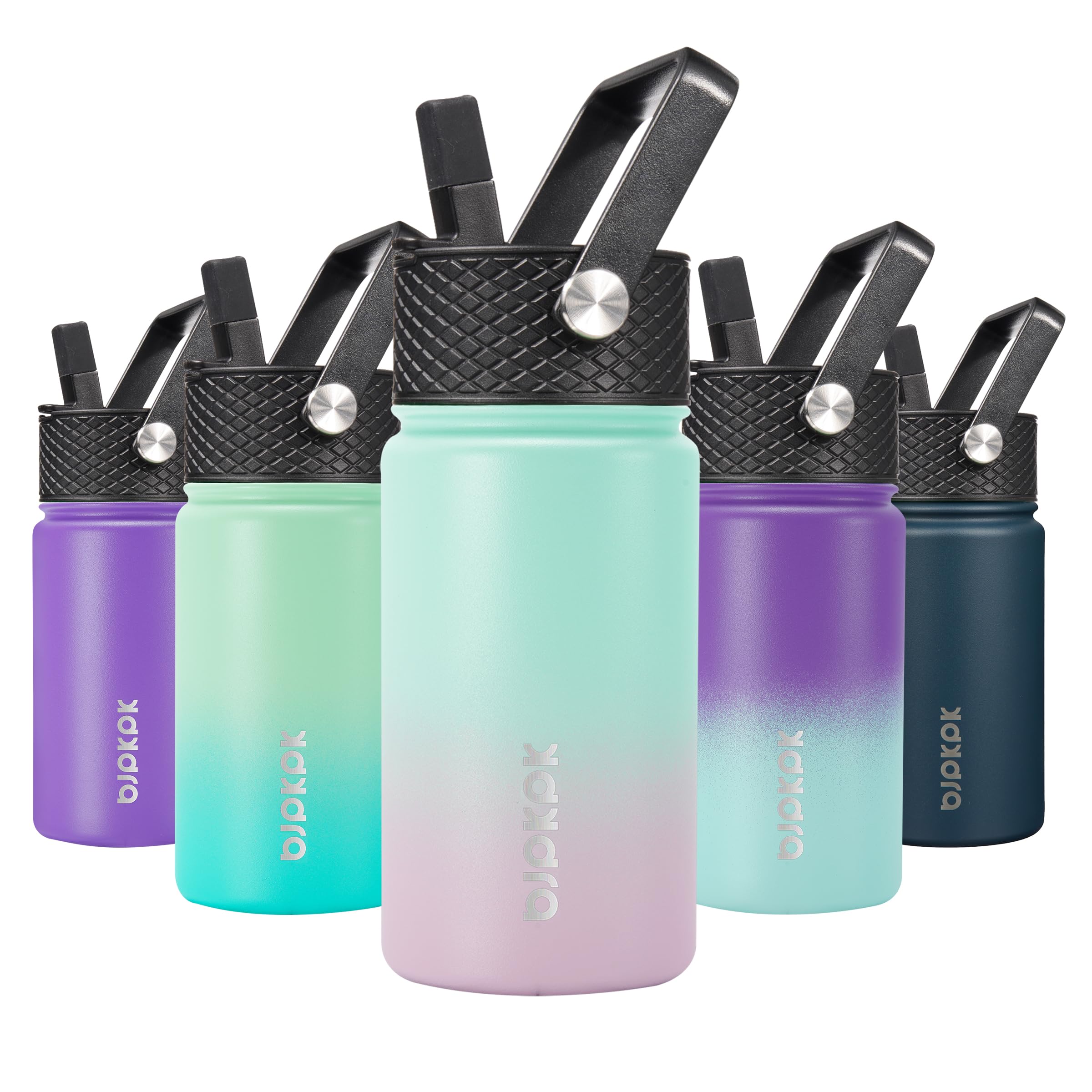BJPKPK Insulated Water Bottle with Straw Lid, 15 oz Stainless Steel Metal Water Bottles, Reusable Leak Proof BPA Free Thermo, Flask, Cups - Lavender