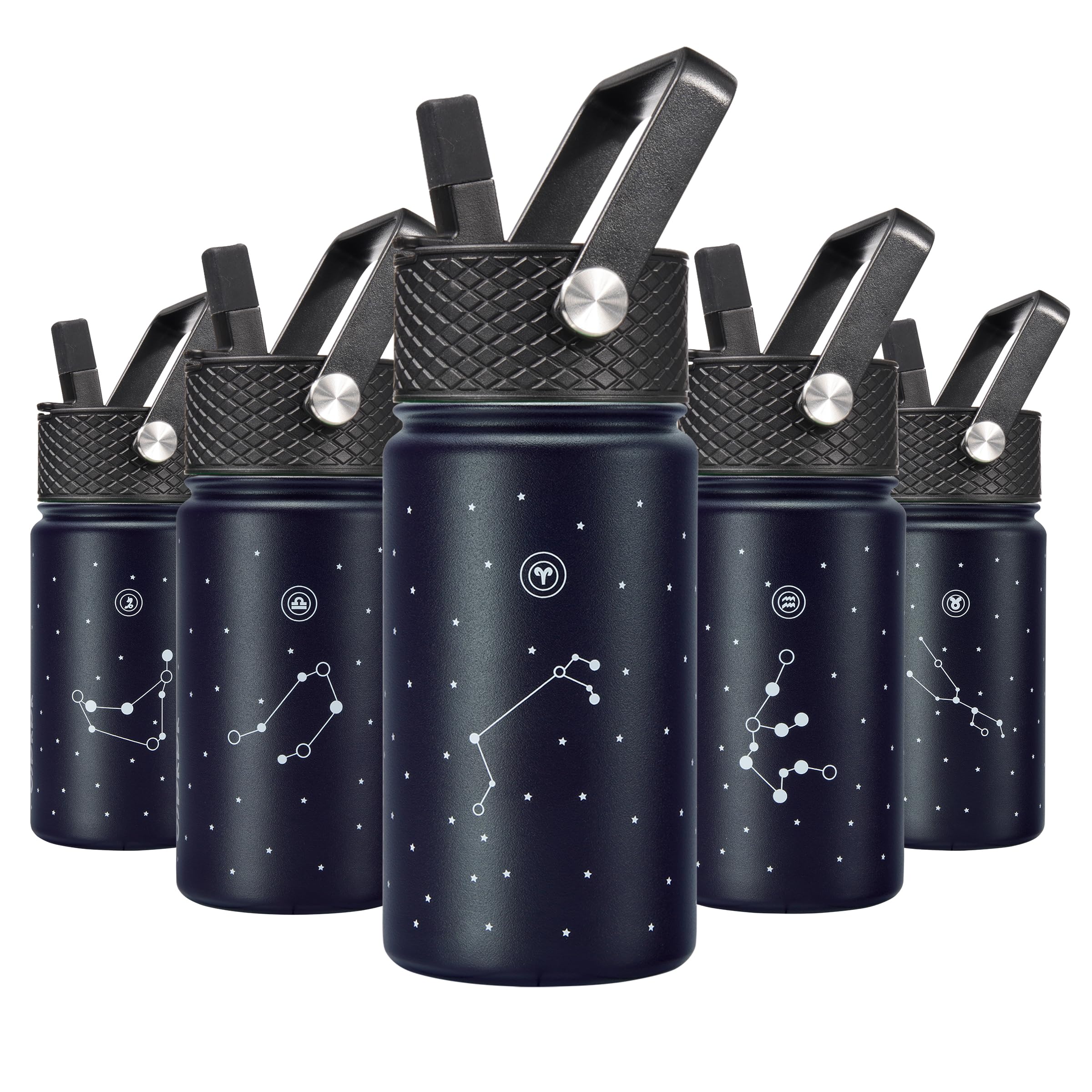 BJPKPK Insulated Water Bottle with Straw Lid, 15 oz Stainless Steel Metal Water Bottles, Reusable Leak Proof BPA Free Thermo, Flask, Cups - Lavender