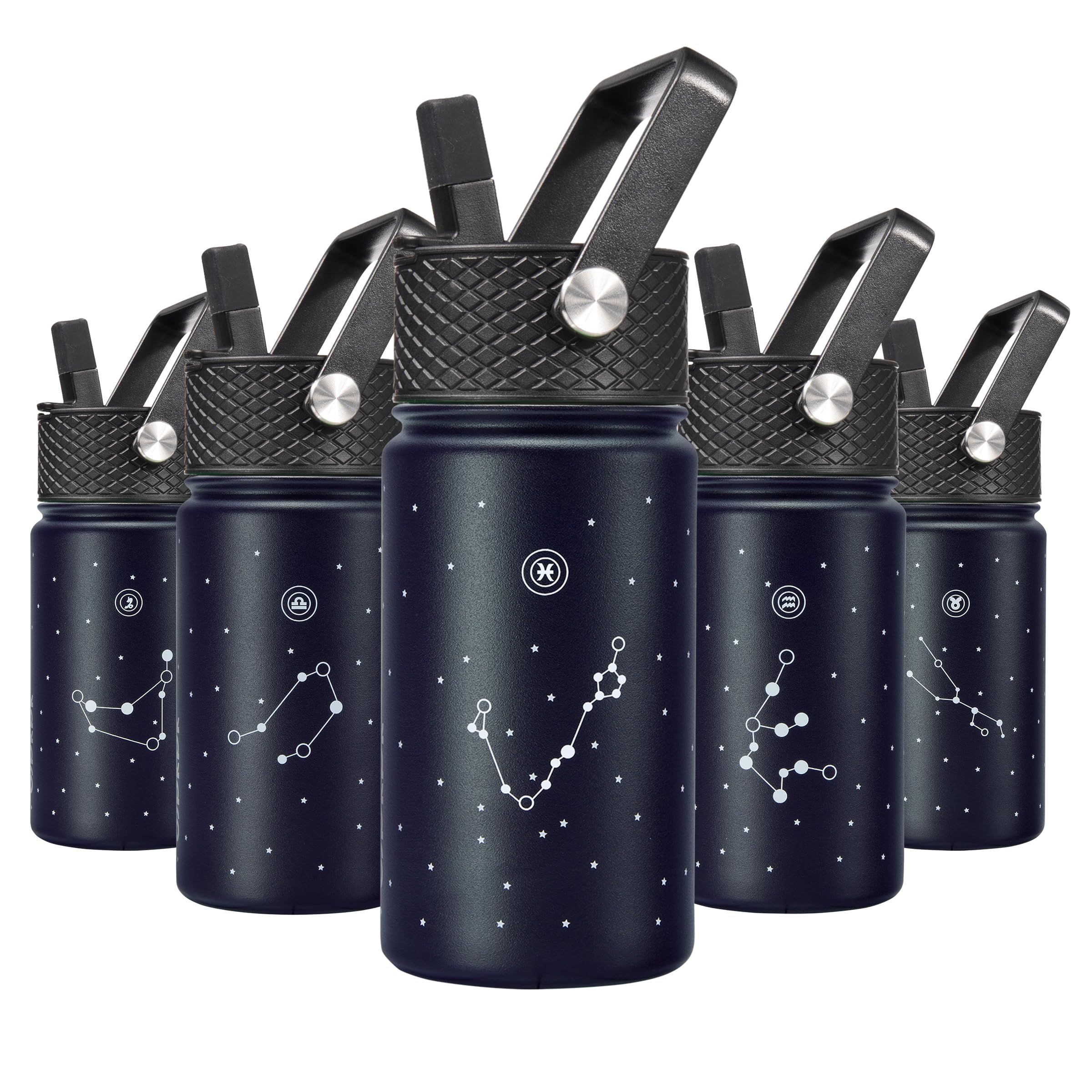 BJPKPK Insulated Water Bottle with Straw Lid, 15 oz Stainless Steel Metal Water Bottles, Reusable Leak Proof BPA Free Thermo, Flask, Cups - Lavender